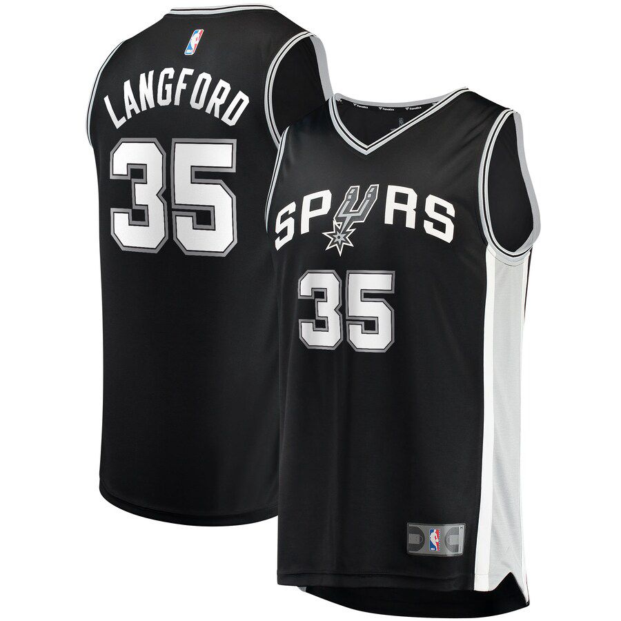Men San Antonio Spurs 35 Romeo Langford Fanatics Branded Black Fast Break Replica NBA Jersey